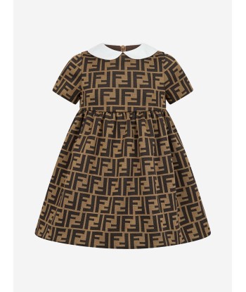 Fendi Baby Girls FF Logo Dress in Brown Amélioration de cerveau avec