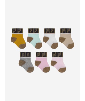 Fendi Baby Girls Cotton Logo Trim Socks Set (7 Pack) Vous souhaitez 