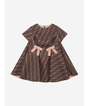 Fendi Baby Girls FF Logo Dress in Brown ouvre sa boutique