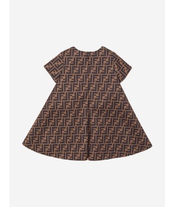 Fendi Baby Girls FF Logo Dress in Brown ouvre sa boutique