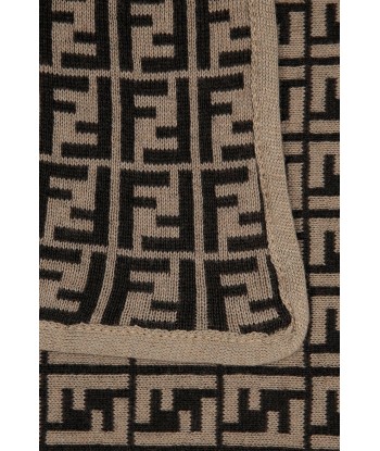 Fendi Baby Cotton And Cashmere Logo Blanket in Brown soldes