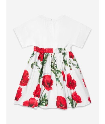 Dolce & Gabbana Girls Poppy Print T-Shirt Dress in White vous aussi creer 