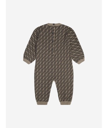 Fendi Baby Cotton & Cashmere Romper in Brown d'Europe débarque