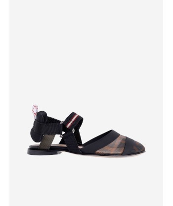 Fendi Fendi Girls Black & Brown Logo Sandals du meilleur 