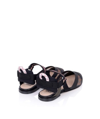 Fendi Fendi Girls Black & Brown Logo Sandals du meilleur 