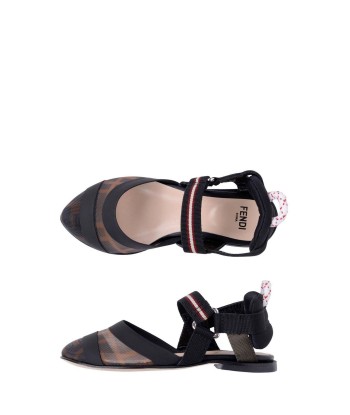 Fendi Fendi Girls Black & Brown Logo Sandals du meilleur 