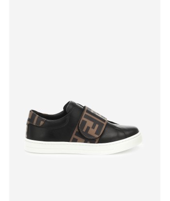 Fendi Kids Leather FF Logo Strap Trainers in Black Le MVP de beaucoup