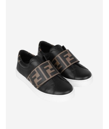 Fendi Kids Leather FF Logo Strap Trainers in Black Le MVP de beaucoup