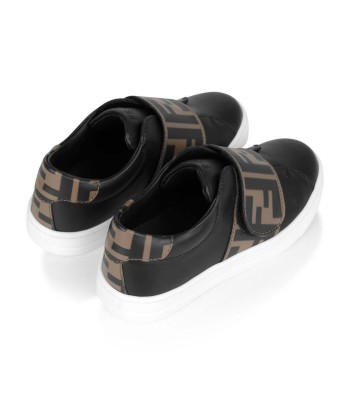 Fendi Kids Leather FF Logo Strap Trainers in Black Le MVP de beaucoup