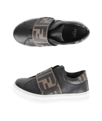 Fendi Kids Leather FF Logo Strap Trainers in Black Le MVP de beaucoup