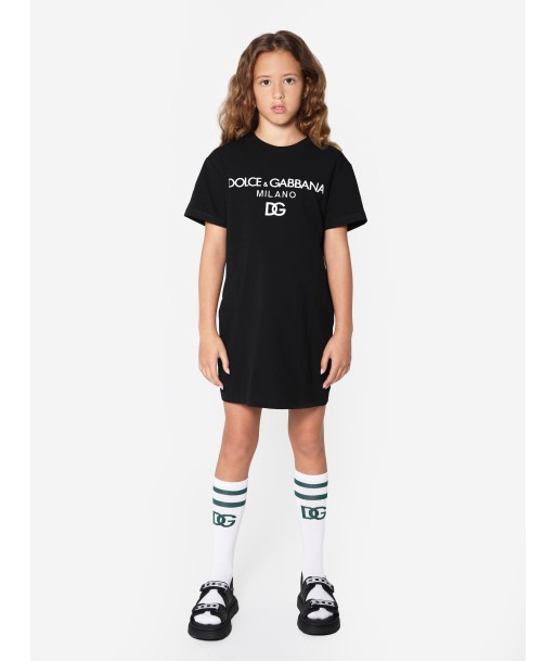 Dolce & Gabbana Girls Logo T-Shirt Dress in Black soldes