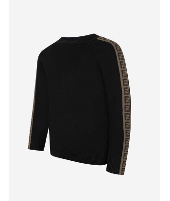 Fendi Fendi Boys Wool Logo Trim Sweater in Black s'inspire de l'anatomie humaine