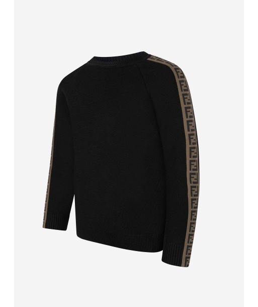 Fendi Fendi Boys Wool Logo Trim Sweater in Black s'inspire de l'anatomie humaine