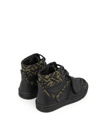 Fendi Fendi Kids Black & Brown Leather High Top Logo Trainers de votre