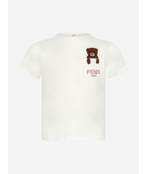 Fendi Baby Bear Pocket T-Shirt in White livraison et retour toujours gratuits