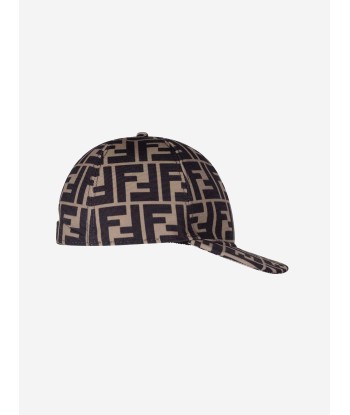 Fendi Kids Zucca Logo Cap in Brown Faites des économies