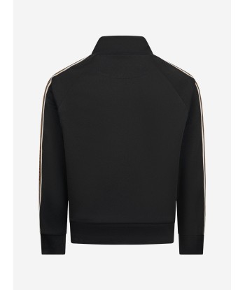 Fendi Boys FF Logo Tape Zip Up Sweat Top in Black de France