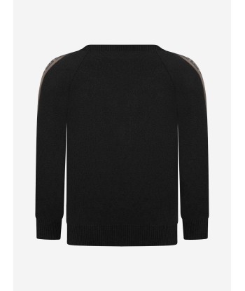 Fendi Fendi Boys Wool Logo Trim Sweater in Black s'inspire de l'anatomie humaine