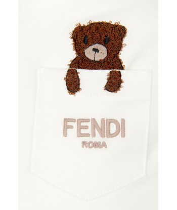 Fendi Baby Bear Pocket T-Shirt in White livraison et retour toujours gratuits