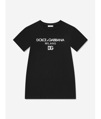 Dolce & Gabbana Girls Logo T-Shirt Dress in Black soldes