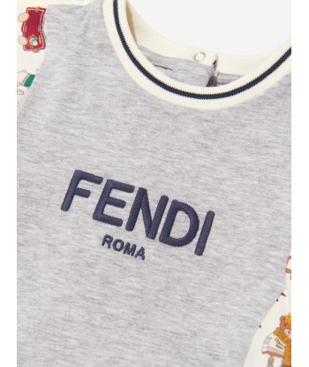 Fendi Baby Girls Bear Print Logo Dress pas cher