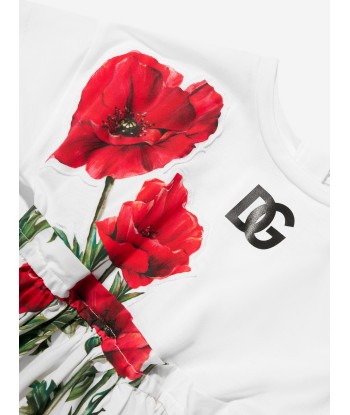 Dolce & Gabbana Girls Poppy Print T-Shirt Dress in White vous aussi creer 