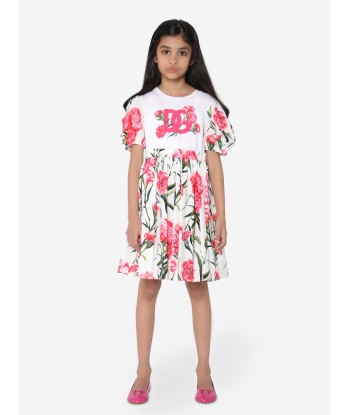 Dolce & Gabbana Girls Carnation Dress in White d'Europe débarque