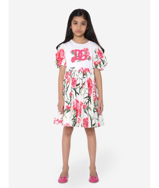 Dolce & Gabbana Girls Carnation Dress in White d'Europe débarque