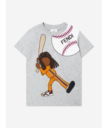 Fendi Boys Baseball Print T-Shirt les ligaments