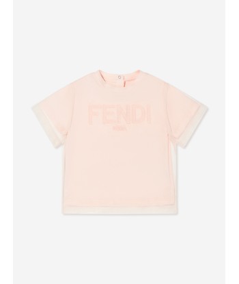 Fendi Baby Girls Mesh Overlay Logo T-Shirt Livraison rapide