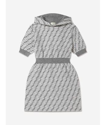 Fendi Girls Cashmere Hooded FF Dress meilleur choix