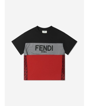 Fendi Boys Colour Block Dogtooth T-Shirt soldes