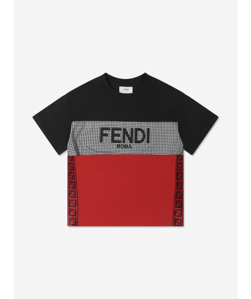 Fendi Boys Colour Block Dogtooth T-Shirt soldes