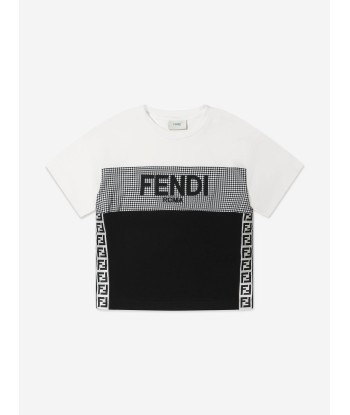 Fendi Boys Colour Block Dogtooth T-Shirt pas cheres