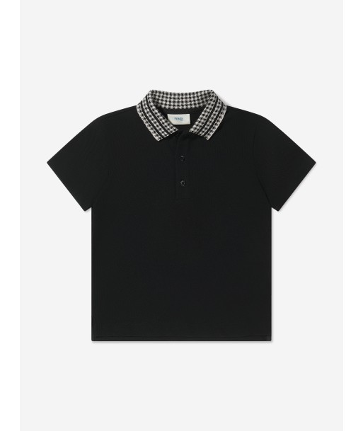 Fendi Boys Dogtooth Logo Collar Polo Shirt la livraison gratuite