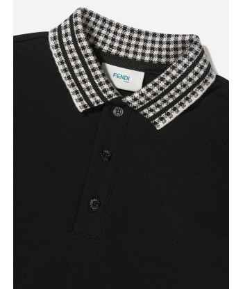 Fendi Boys Dogtooth Logo Collar Polo Shirt la livraison gratuite