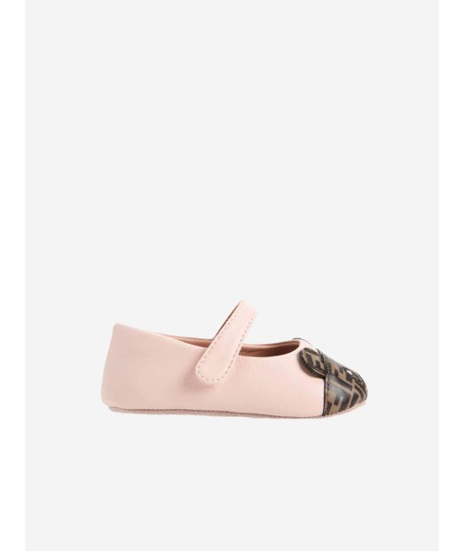 Fendi Baby Girls Leather Bear Logo Shoes in Pink Amélioration de cerveau avec