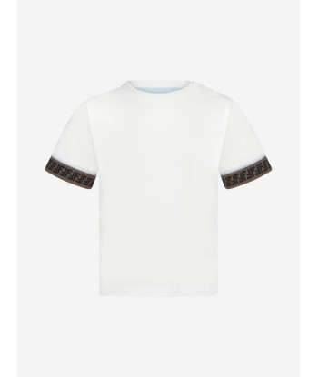 Fendi Baby Boys FF Logo Trim T-Shirt in White Pour