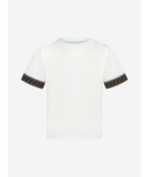 Fendi Baby Boys FF Logo Trim T-Shirt in White Pour