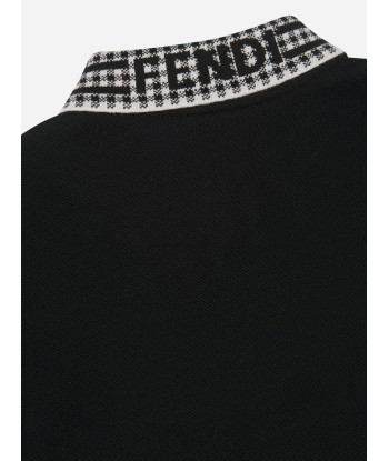 Fendi Boys Dogtooth Logo Collar Polo Shirt la livraison gratuite