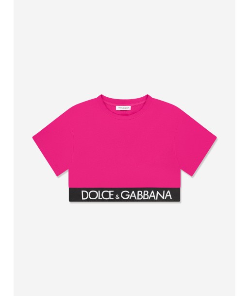 Dolce & Gabbana Girls Logo Waistband T-Shirt in Pink Fin de série