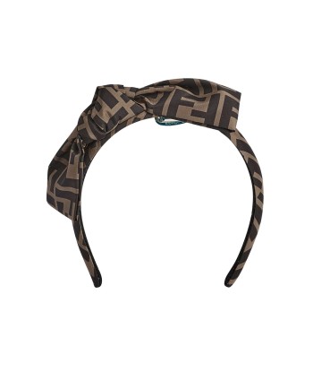 Fendi Girls FF Logo Bow Headband in Brown 50-70% off 