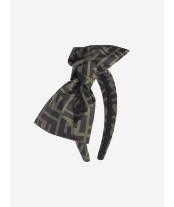 Fendi Girls FF Logo Bow Headband in Brown 50-70% off 