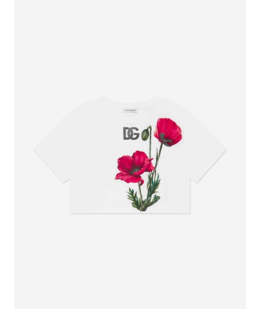 Dolce & Gabbana Girls Poppy Print T-Shirt in White Véritable concentré