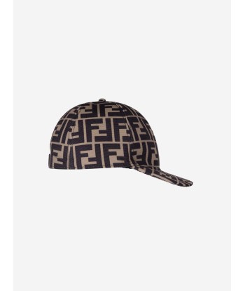 Fendi Kids Zucca Logo Cap in Brown prix