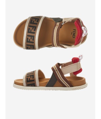 Fendi Kids FF Logo Sandals in Beige Fin de série