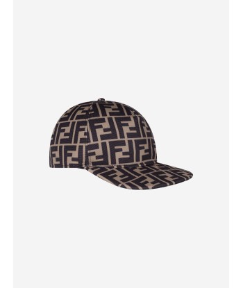 Fendi Kids Zucca Logo Cap in Brown prix