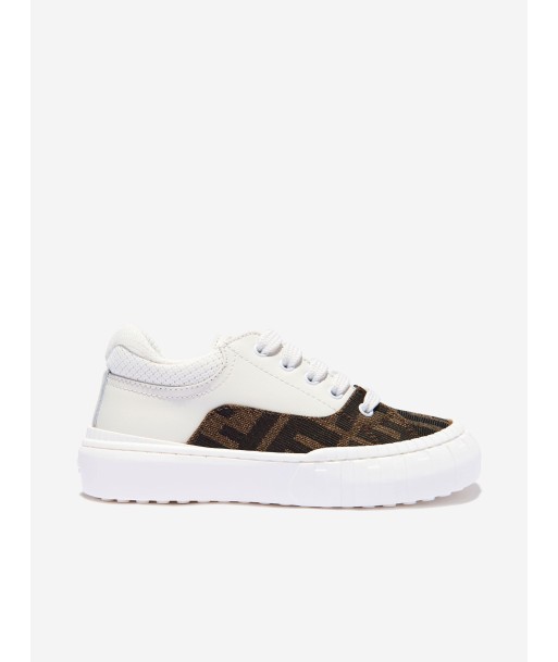 Fendi Kids FF Logo Trainers in White soldes