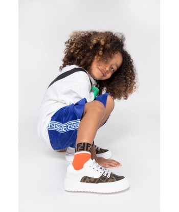 Fendi Kids FF Logo Trainers in White soldes