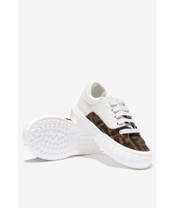 Fendi Kids FF Logo Trainers in White soldes